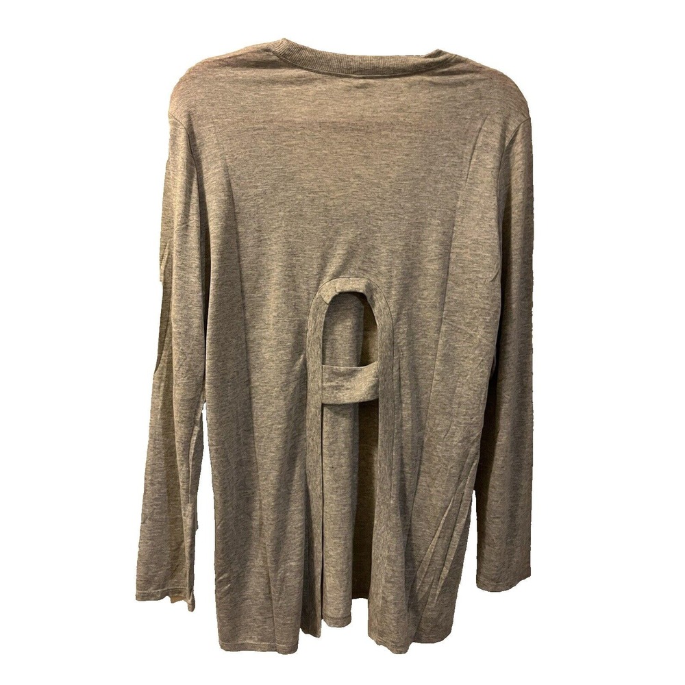 Lanston Top Blouse Womens Long‎ Sleeve Size L Gray Cutout Back
